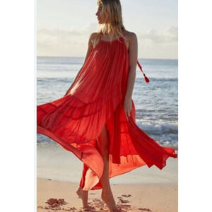 Women's Free People Red Tiered Maxi Dress L